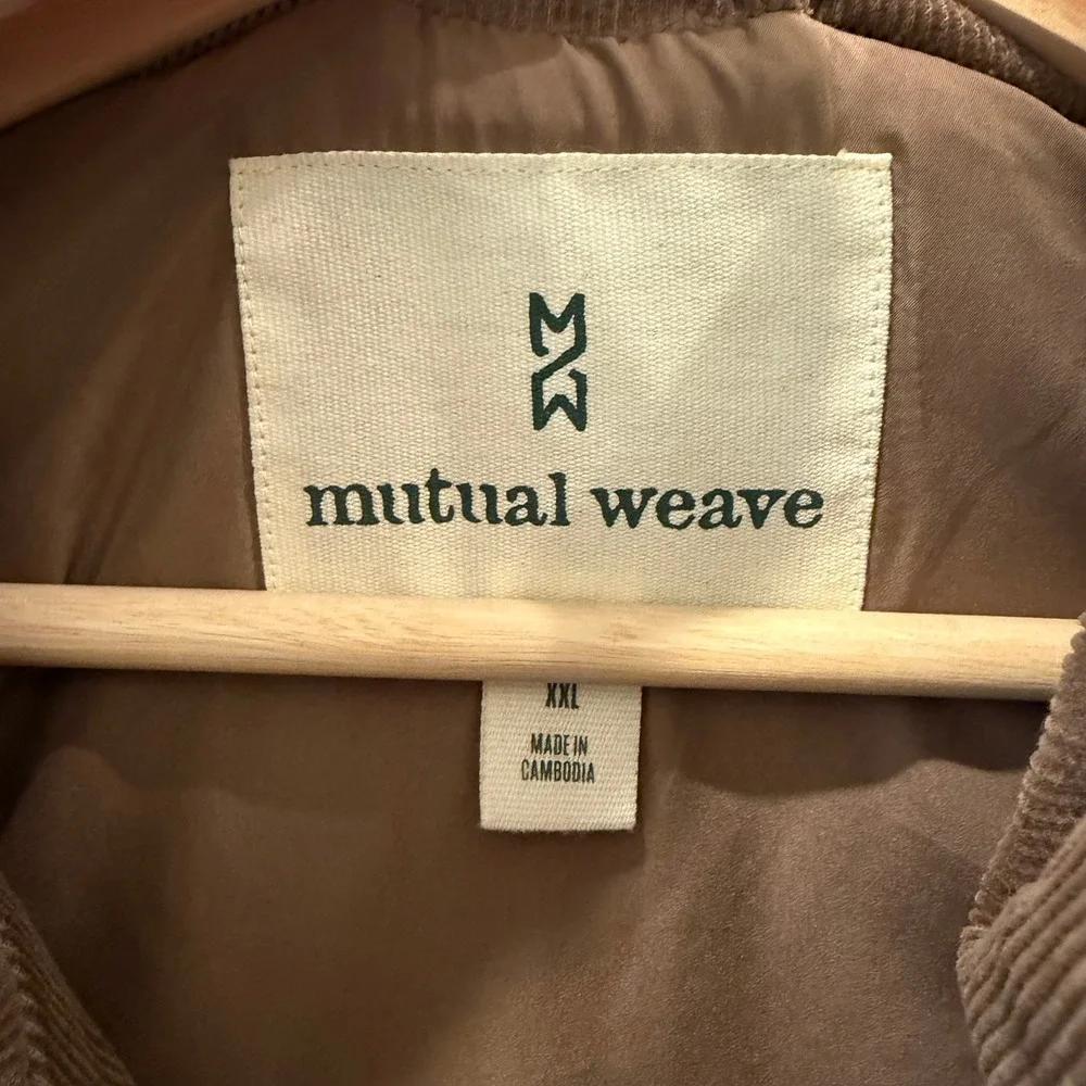 Mutual Weave Mens Brown Corduroy Puffer Vest Quilted Full Zip XXL